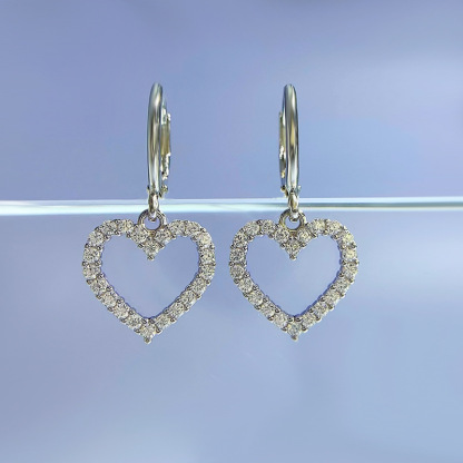 Lovely Heart Shaped Women's Stud Earrings In Sterling Silver-Sterling Silver-lornajewelry