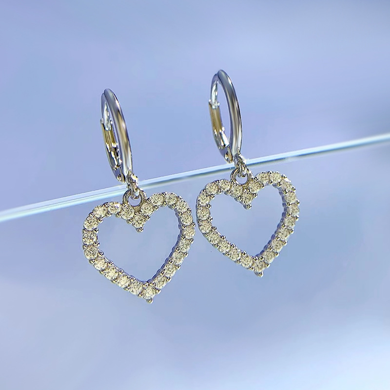 Lovely Heart Shaped Women's Stud Earrings In Sterling Silver-Sterling Silver-lornajewelry