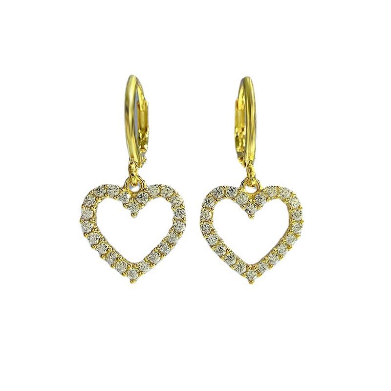 Lovely Heart Shaped Women's Stud Earrings In Sterling Silver-Sterling Silver-lornajewelry