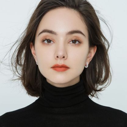 Moissanite Split Hoop Pave Earrings In Sterling Silver-Sterling Silver-lornajewelry