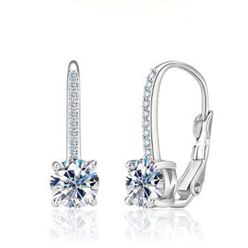 Moissanite Round Cut Stud Earrings-Sterling Silver-lornajewelry