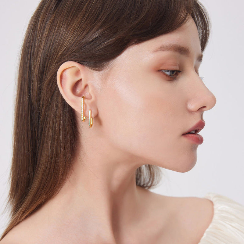 Moissanite Stylish Geometric Stud Earrings-Sterling Silver-lornajewelry