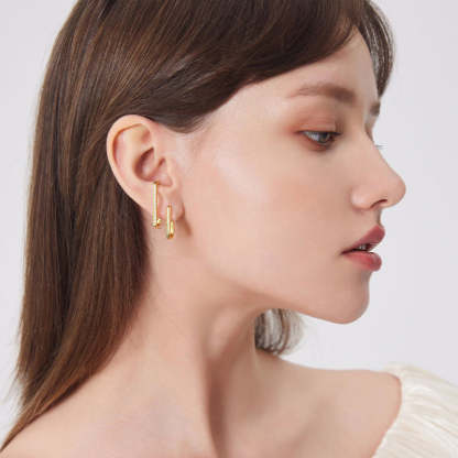 Moissanite Stylish Geometric Stud Earrings-Sterling Silver-lornajewelry