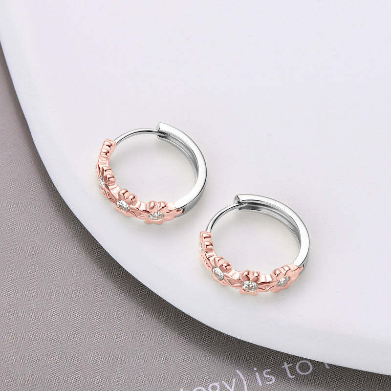 Moissanite Daisy Flower Earrings-Sterling Silver-lornajewelry