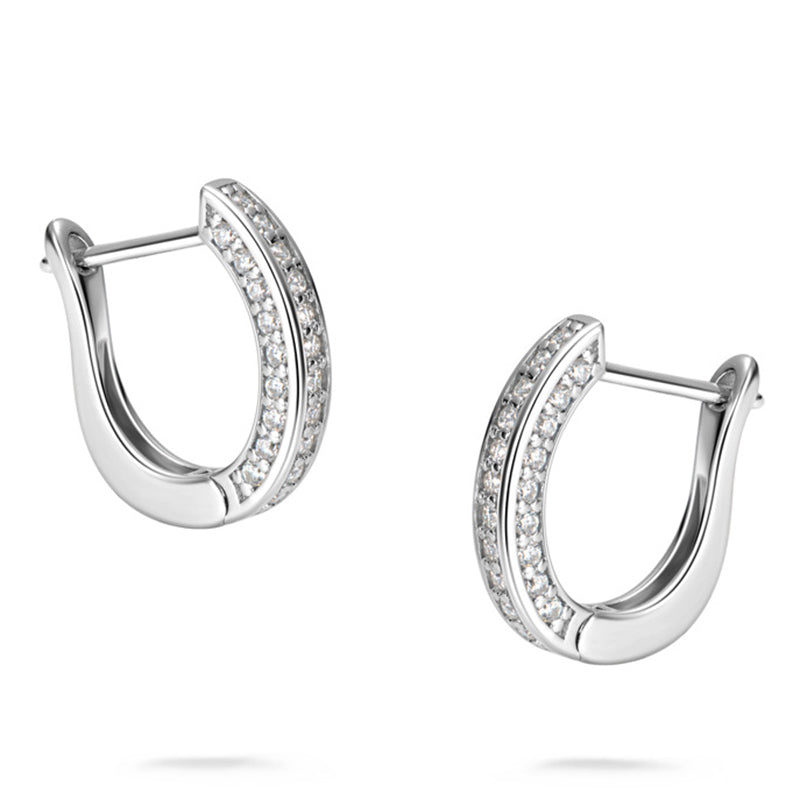 Moissanite Triple Row Hoop Channel Set Earrings In Sterling Silver-Sterling Silver-lornajewelry