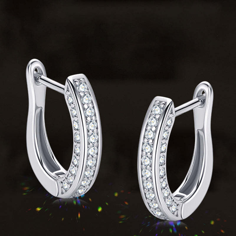Moissanite Triple Row Hoop Channel Set Earrings In Sterling Silver-Sterling Silver-lornajewelry