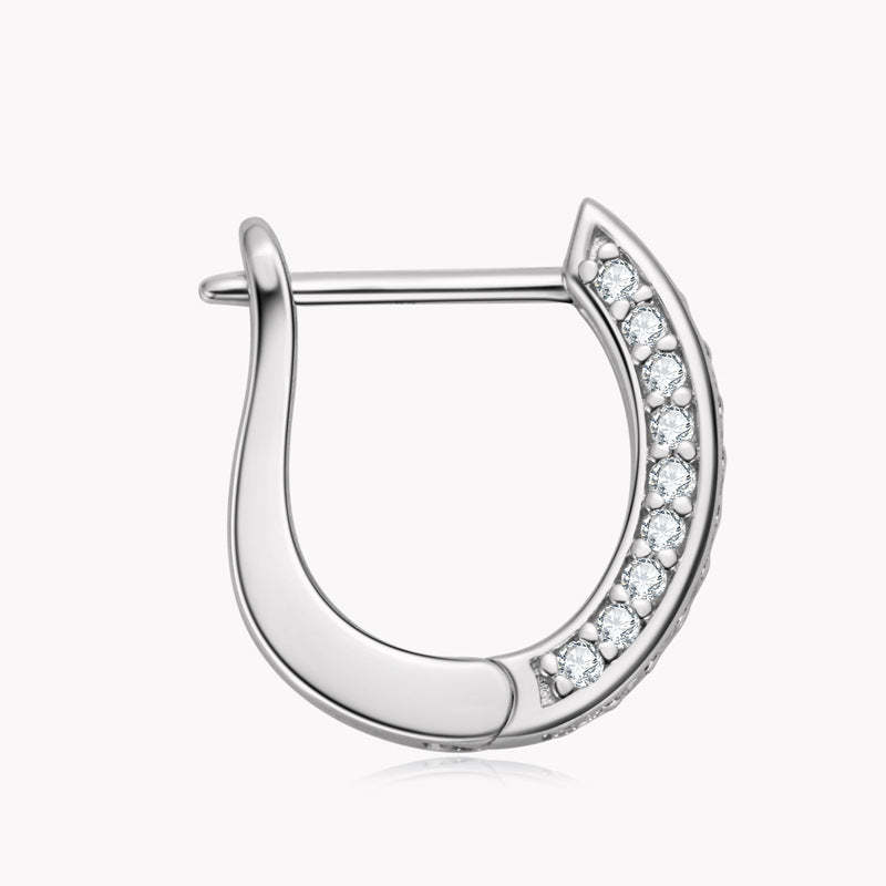 Moissanite Triple Row Hoop Channel Set Earrings In Sterling Silver-Sterling Silver-lornajewelry