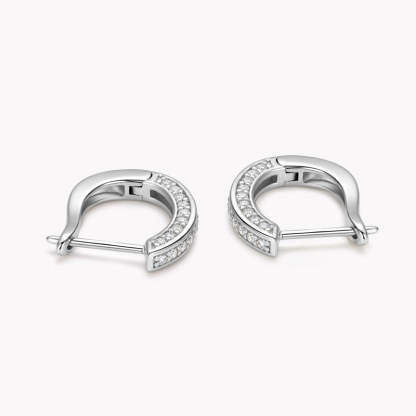 Moissanite Triple Row Hoop Channel Set Earrings In Sterling Silver-Sterling Silver-lornajewelry