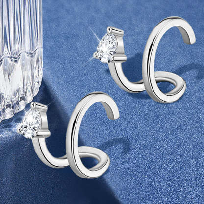 Moissanite Pear Cut Double Layer Ear Cuff-Sterling Silver-lornajewelry