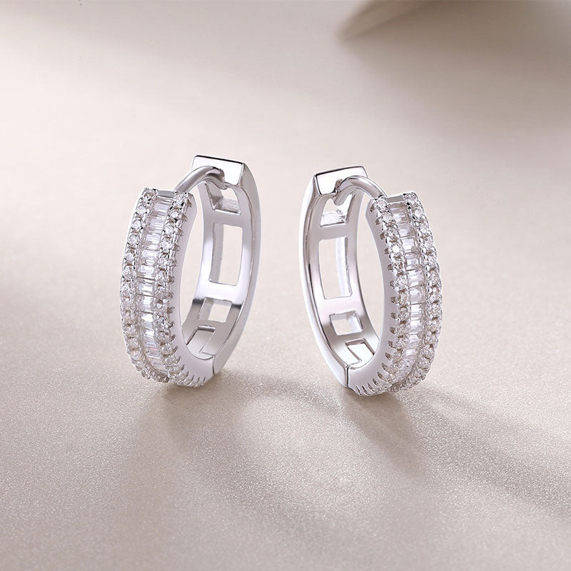 Moissanite Chic Design Stud Earrings-Sterling Silver-lornajewelry