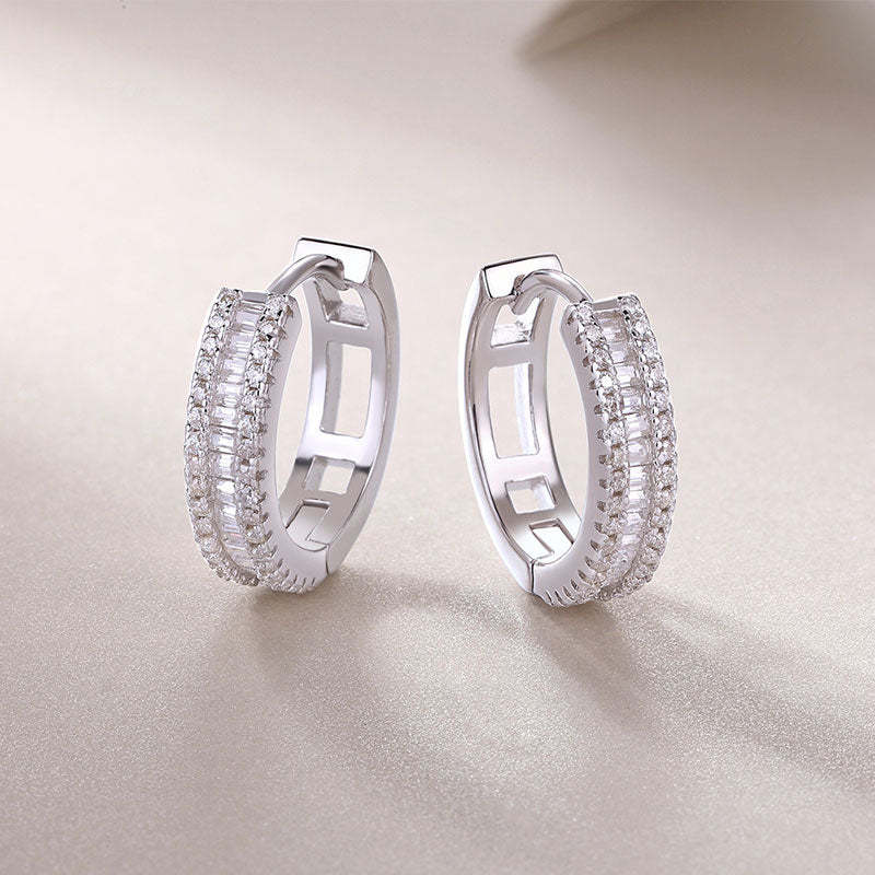 Moissanite Chic Design Stud Earrings-Sterling Silver-lornajewelry