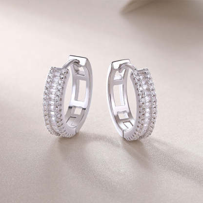 Moissanite Chic Design Stud Earrings-Sterling Silver-lornajewelry