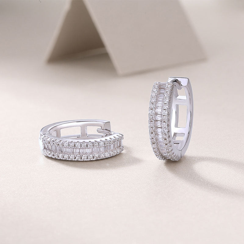 Moissanite Chic Design Stud Earrings-Sterling Silver-lornajewelry