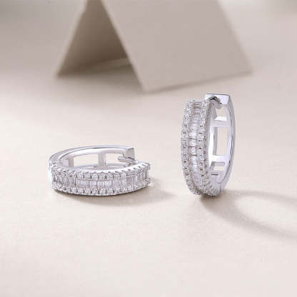 Moissanite Chic Design Stud Earrings-Sterling Silver-lornajewelry