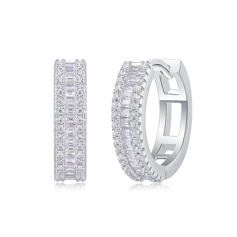 Moissanite Chic Design Stud Earrings-Sterling Silver-lornajewelry