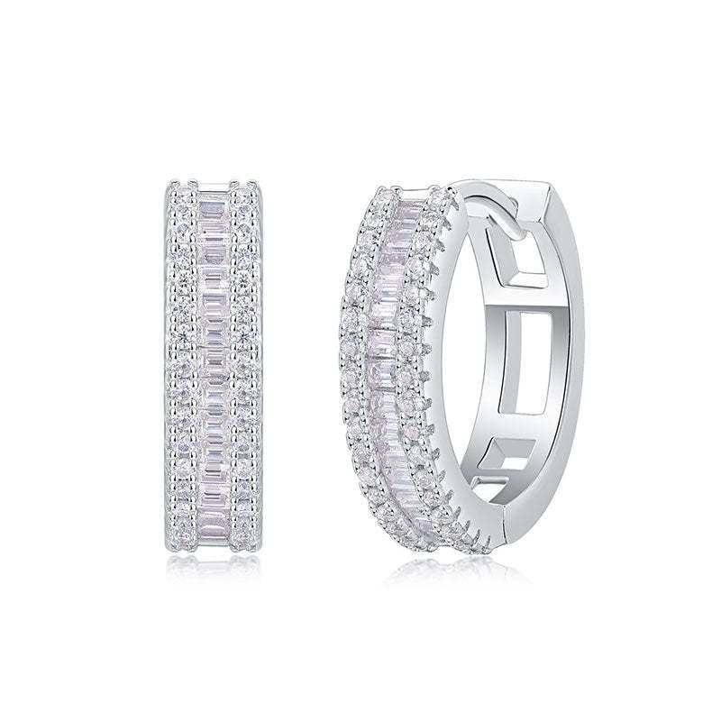 Moissanite Chic Design Stud Earrings-Sterling Silver-lornajewelry