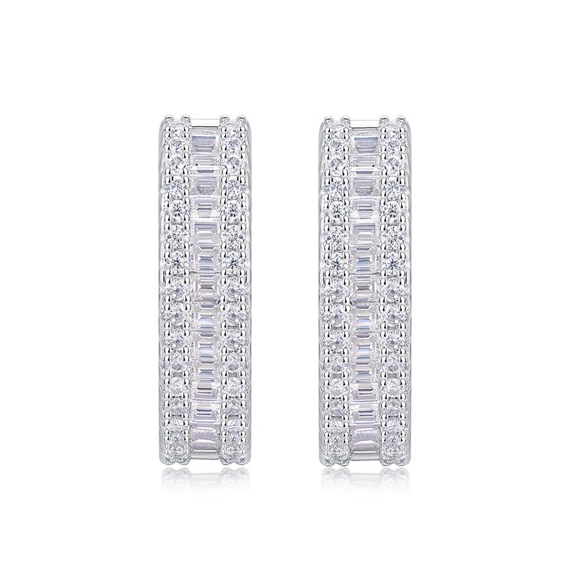 Moissanite Chic Design Stud Earrings-Sterling Silver-lornajewelry