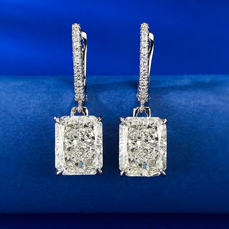 Luxury Radiant Cut Women's Stud Earrings-Sterling Silver-lornajewelry