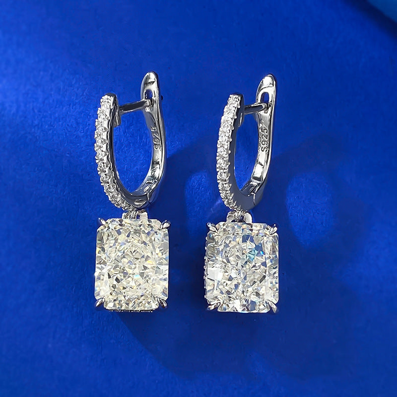 Luxury Radiant Cut Women's Stud Earrings-Sterling Silver-lornajewelry