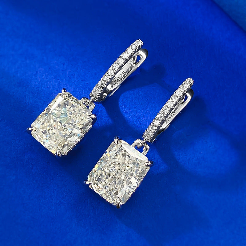 Luxury Radiant Cut Women's Stud Earrings-Sterling Silver-lornajewelry