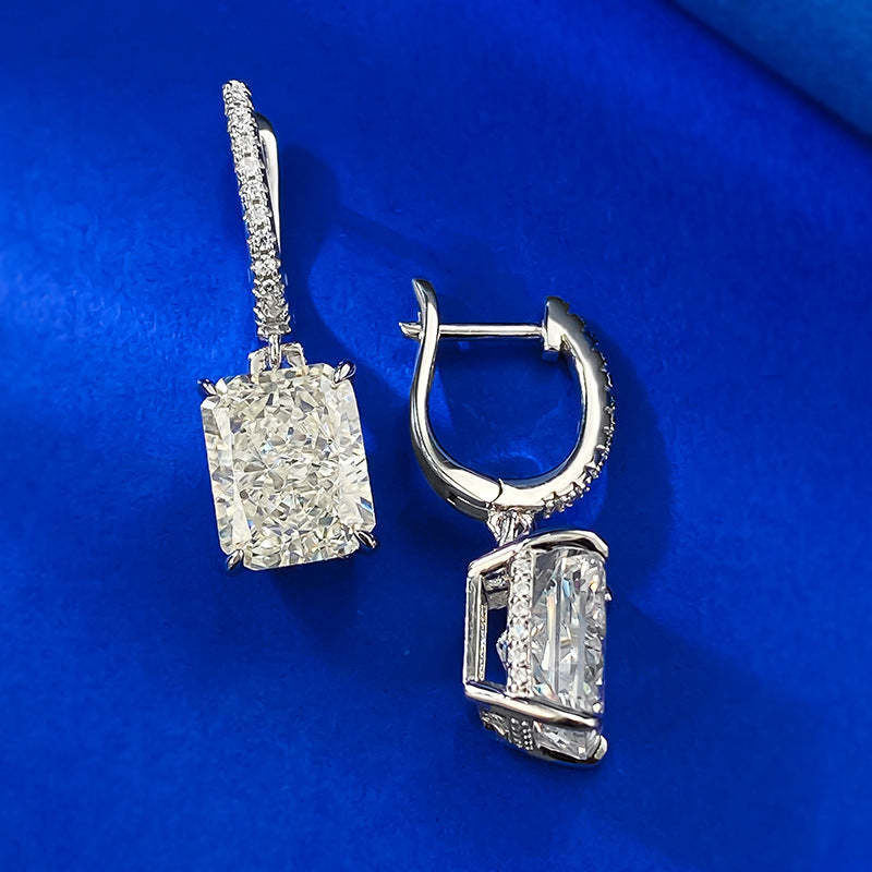 Luxury Radiant Cut Women's Stud Earrings-Sterling Silver-lornajewelry