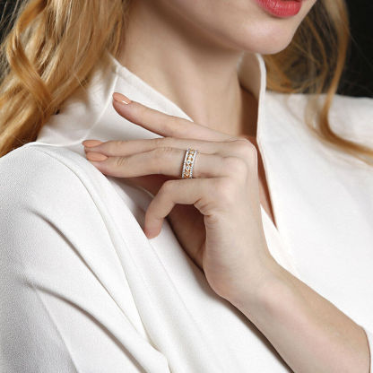 Two Tone Interwoven Waves Round Cut Wedding Band In Sterling Silver