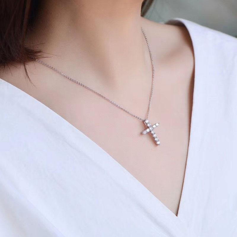 Sterling Silver Fashion Cross Pendant Necklace For Women-Sterling Silver-lornajewelry