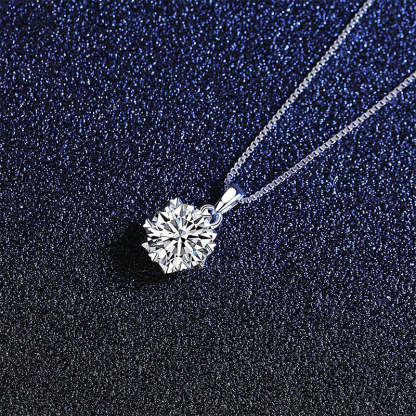 Moissanite Classic Round Cut Necklace Pendant-Sterling Silver-lornajewelry