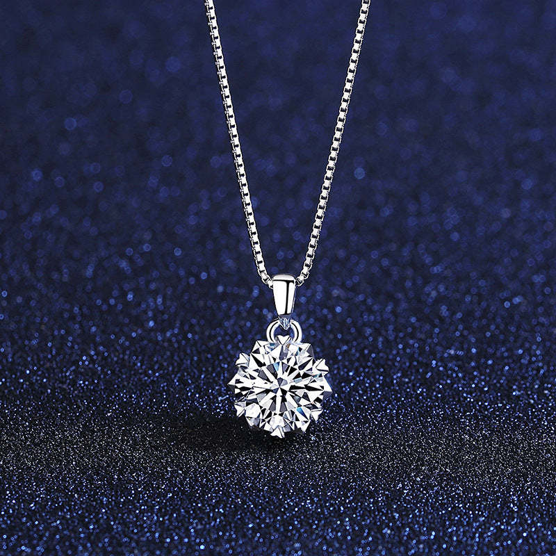 Moissanite Classic Round Cut Necklace Pendant-Sterling Silver-lornajewelry