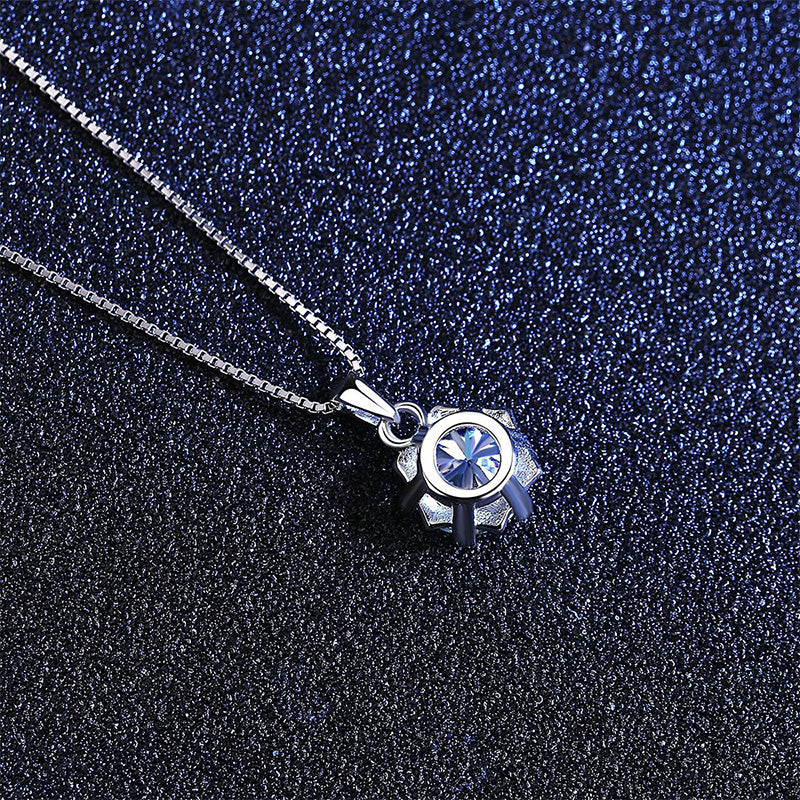 Moissanite Classic Round Cut Necklace Pendant-Sterling Silver-lornajewelry