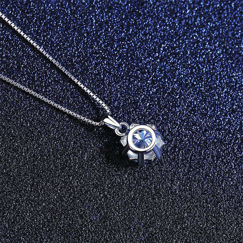 Moissanite Classic Round Cut Necklace Pendant-Sterling Silver-lornajewelry