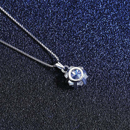 Moissanite Classic Round Cut Necklace Pendant-Sterling Silver-lornajewelry