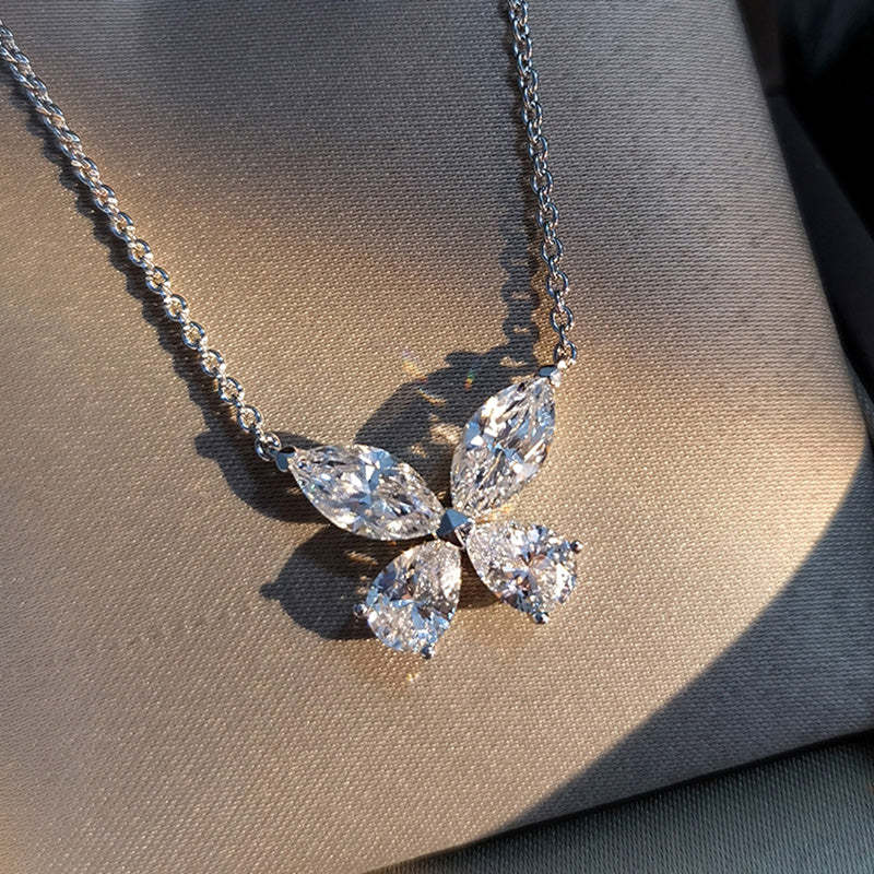 Butterfly Design Women's Pendant Necklace In Sterling Silver-Sterling Silver-lornajewelry