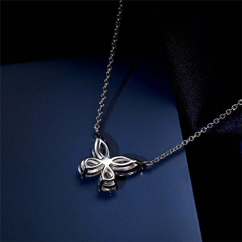 Butterfly Design Women's Pendant Necklace In Sterling Silver-Sterling Silver-lornajewelry