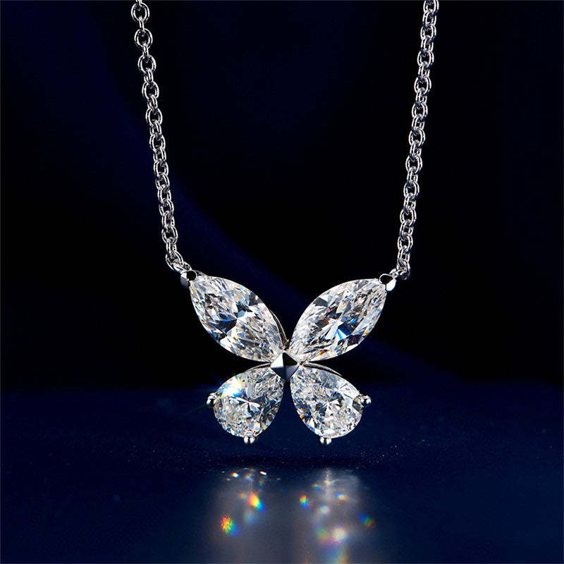 Butterfly Design Women's Pendant Necklace In Sterling Silver-Sterling Silver-lornajewelry