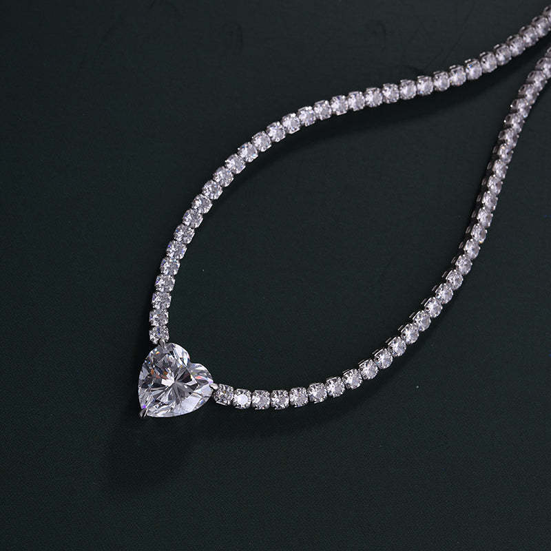 Elegant Heart Cut  Pendant with Necklace In Sterling Silver-Sterling Silver-lornajewelry