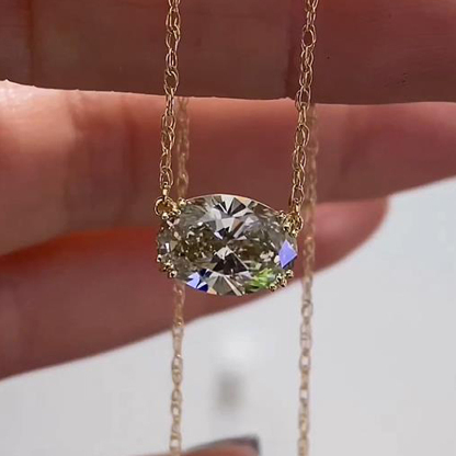 Exquisite Yellow Gold Oval Cut Pendant Necklace For Women In Sterling Silver-Sterling Silver-lornajewelry