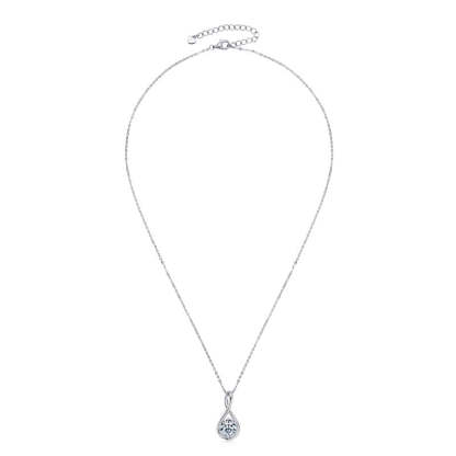 Moissanite Elegant Twist Round Cut Pendant Necklace In Sterling Silver-Sterling Silver-lornajewelry