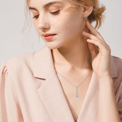 Round Cut Moissanite Pendant Necklace-Sterling Silver-lornajewelry