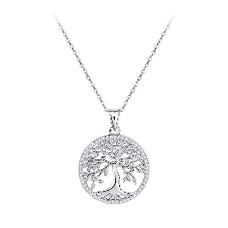 Moissanite Creative Tree of Life Necklace-Sterling Silver-lornajewelry