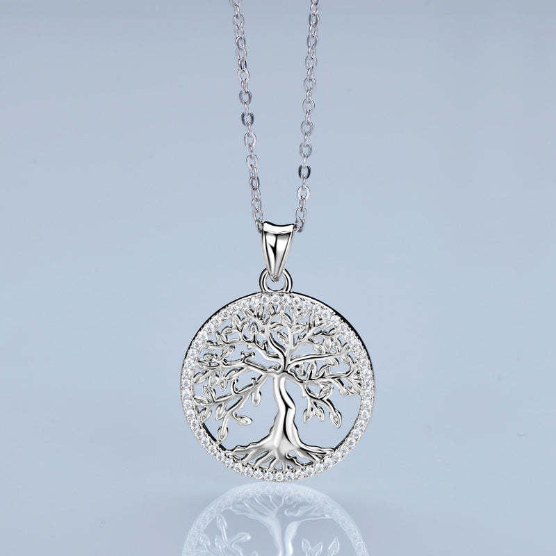 Moissanite Creative Tree of Life Necklace-Sterling Silver-lornajewelry