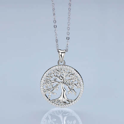 Moissanite Creative Tree of Life Necklace-Sterling Silver-lornajewelry