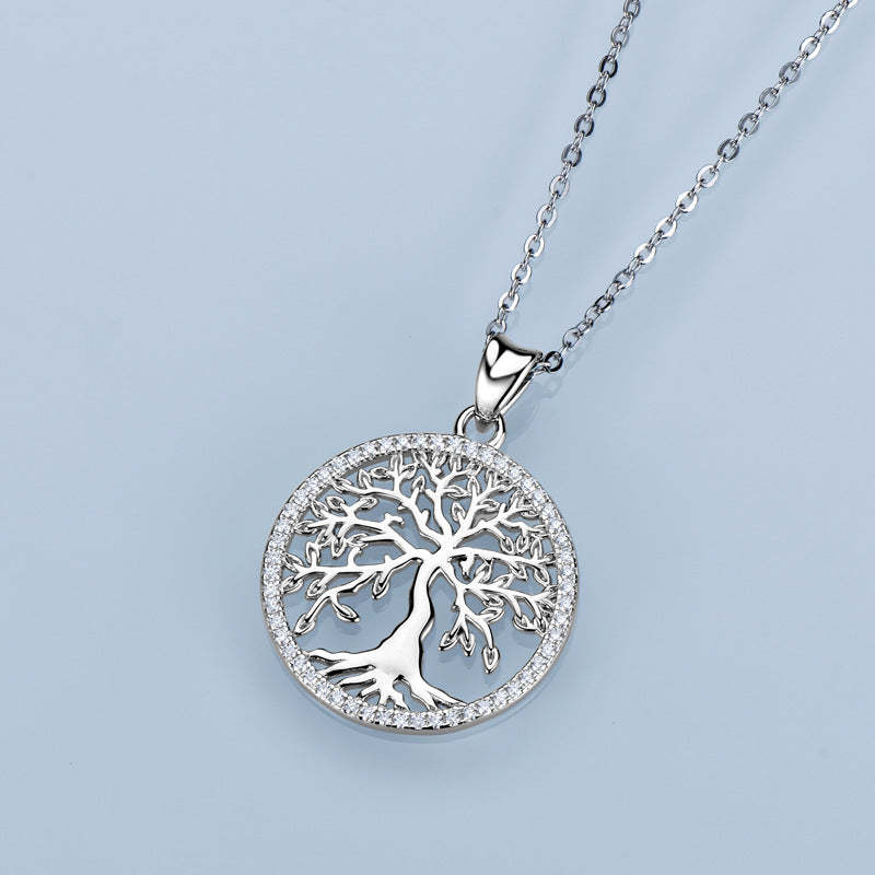 Moissanite Creative Tree of Life Necklace-Sterling Silver-lornajewelry