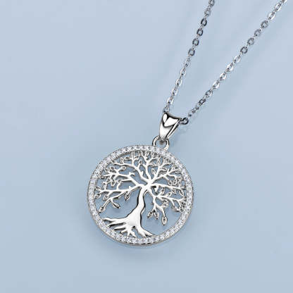 Moissanite Creative Tree of Life Necklace-Sterling Silver-lornajewelry