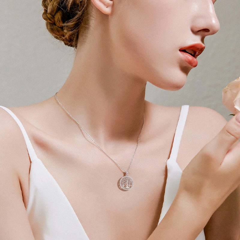 Moissanite Creative Tree of Life Necklace-Sterling Silver-lornajewelry