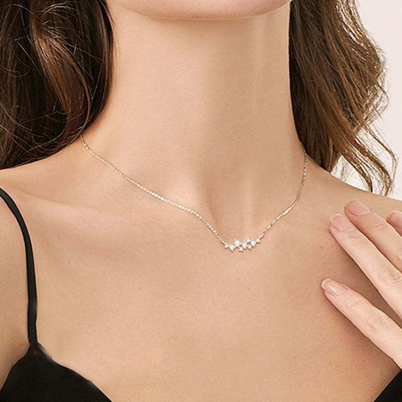 Lovely Gypsophila Moissanite Pendant Necklace-Sterling Silver-lornajewelry