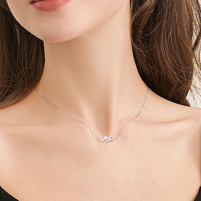 Lovely Gypsophila Moissanite Pendant Necklace-Sterling Silver-lornajewelry