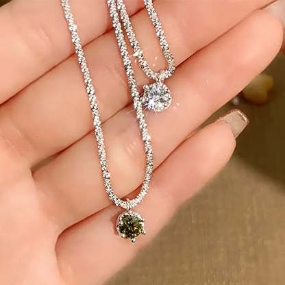 Starry Sky Sparkling Round Cut Moissanite Pendant Necklace-Sterling Silver-lornajewelry