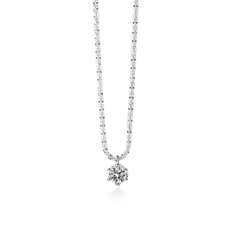 Starry Sky Sparkling Round Cut Moissanite Pendant Necklace-Sterling Silver-lornajewelry