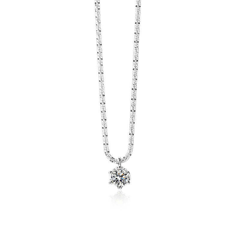 Starry Sky Sparkling Round Cut Moissanite Pendant Necklace-Sterling Silver-lornajewelry